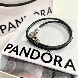 Pandora Black Leather Double Bracelet